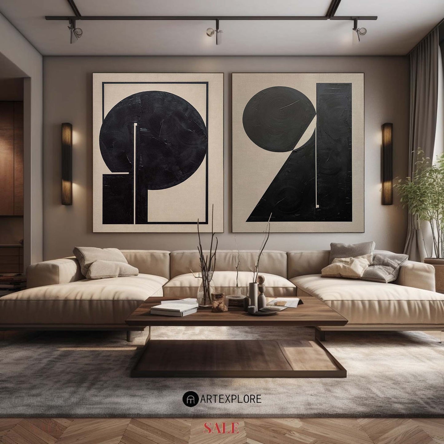 Set of 2 Abstract Art #ABAO59