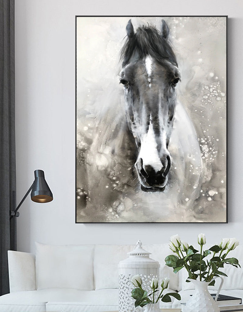 Black Abstract Horse Art #ANH07