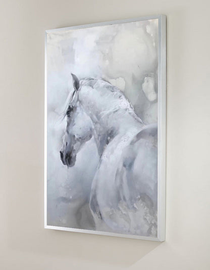 Large White Abstract Horse Painting #ANH08