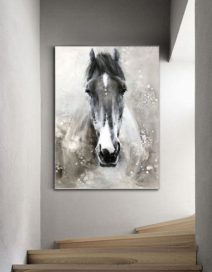 Black Abstract Horse Art #ANH07