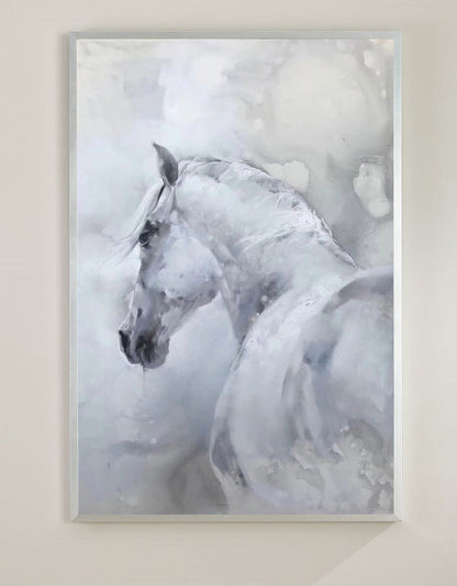 Large White Abstract Horse Painting #ANH08