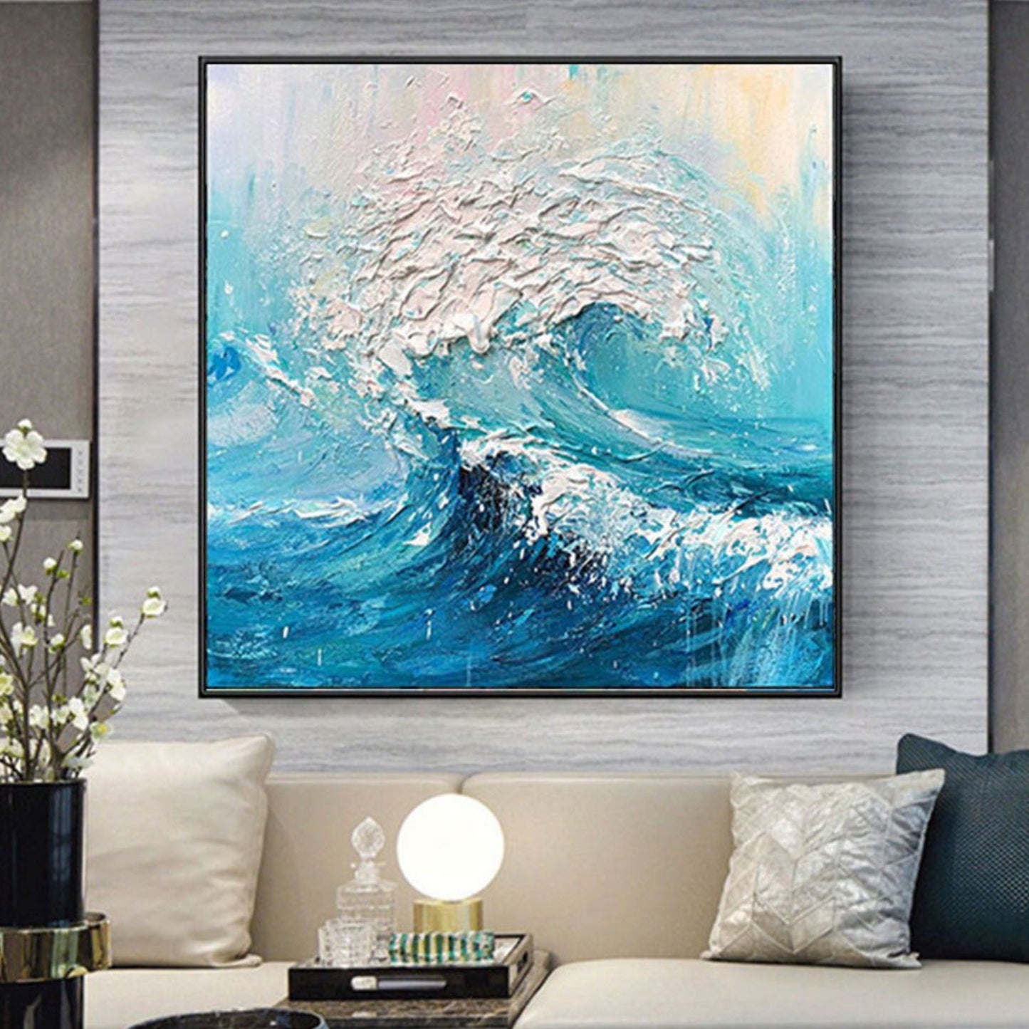 100% Hand-Painted Abstract Majestic Wave Wall Art