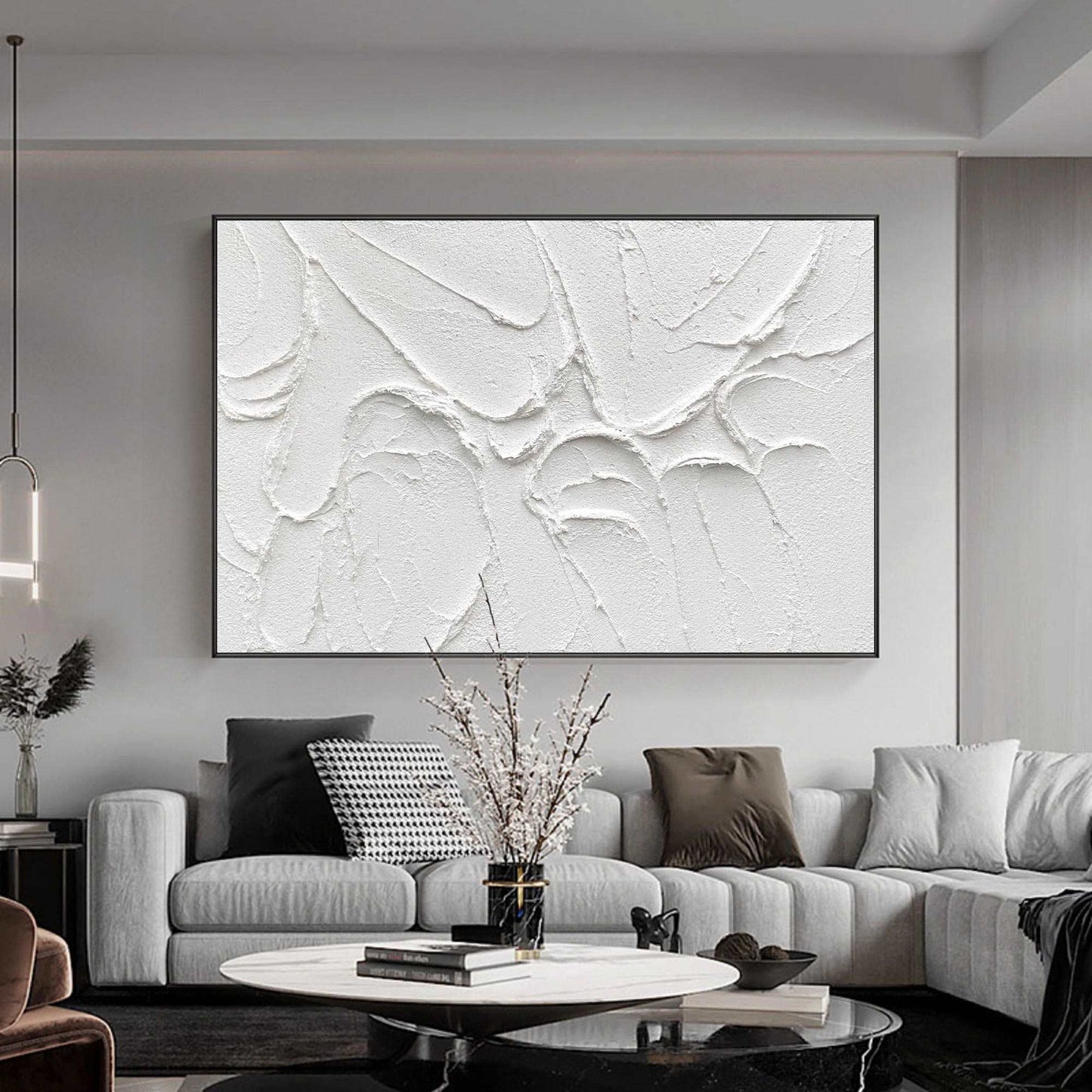 3D White Abstract Painting #ABAH44