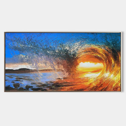 Sunset And Ocean Painting #ABSP10