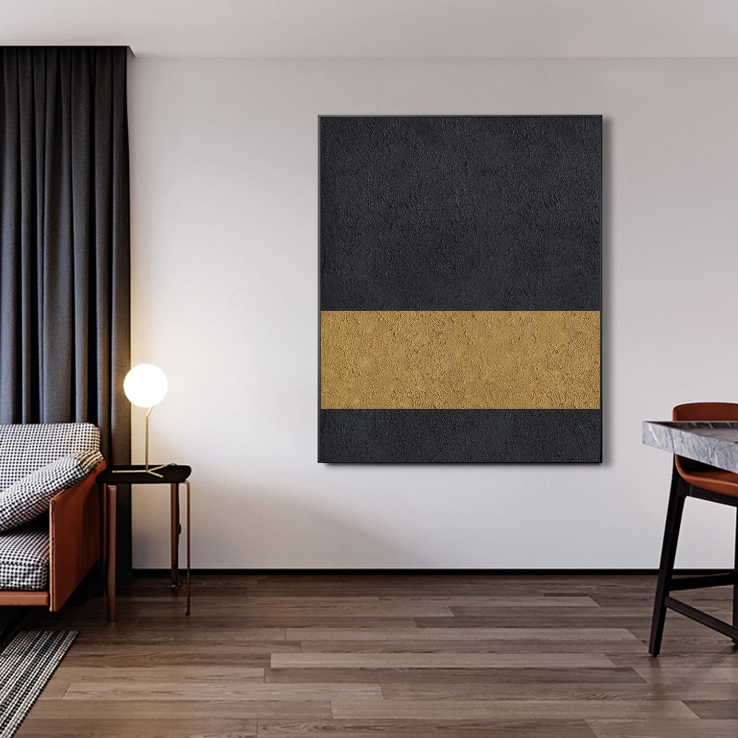 Black Gold Minimalist Painting #ABAV66