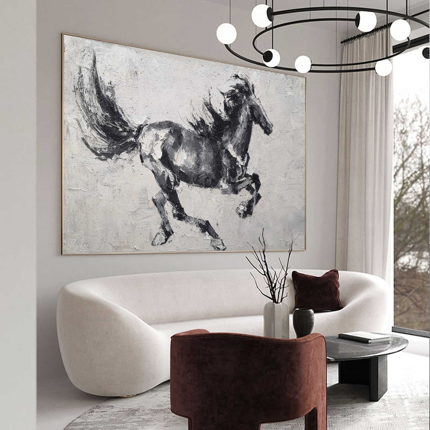 Black Abstract Horse Art #ANH23