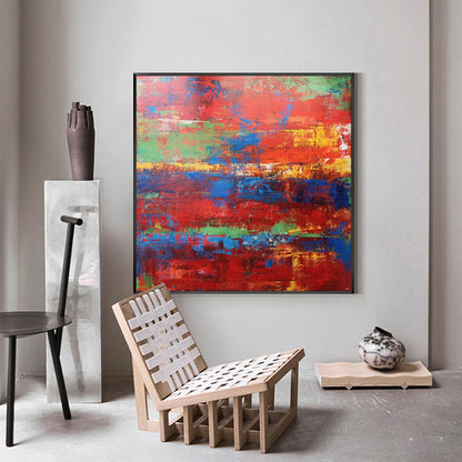 Red Abstract Art 40'' X 40'' #IS07