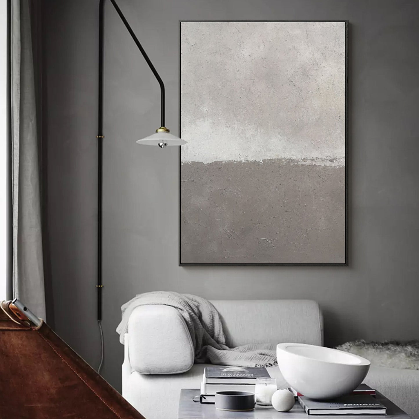 Beige Grey Abstract Painting 30'' X 40'' #IS39