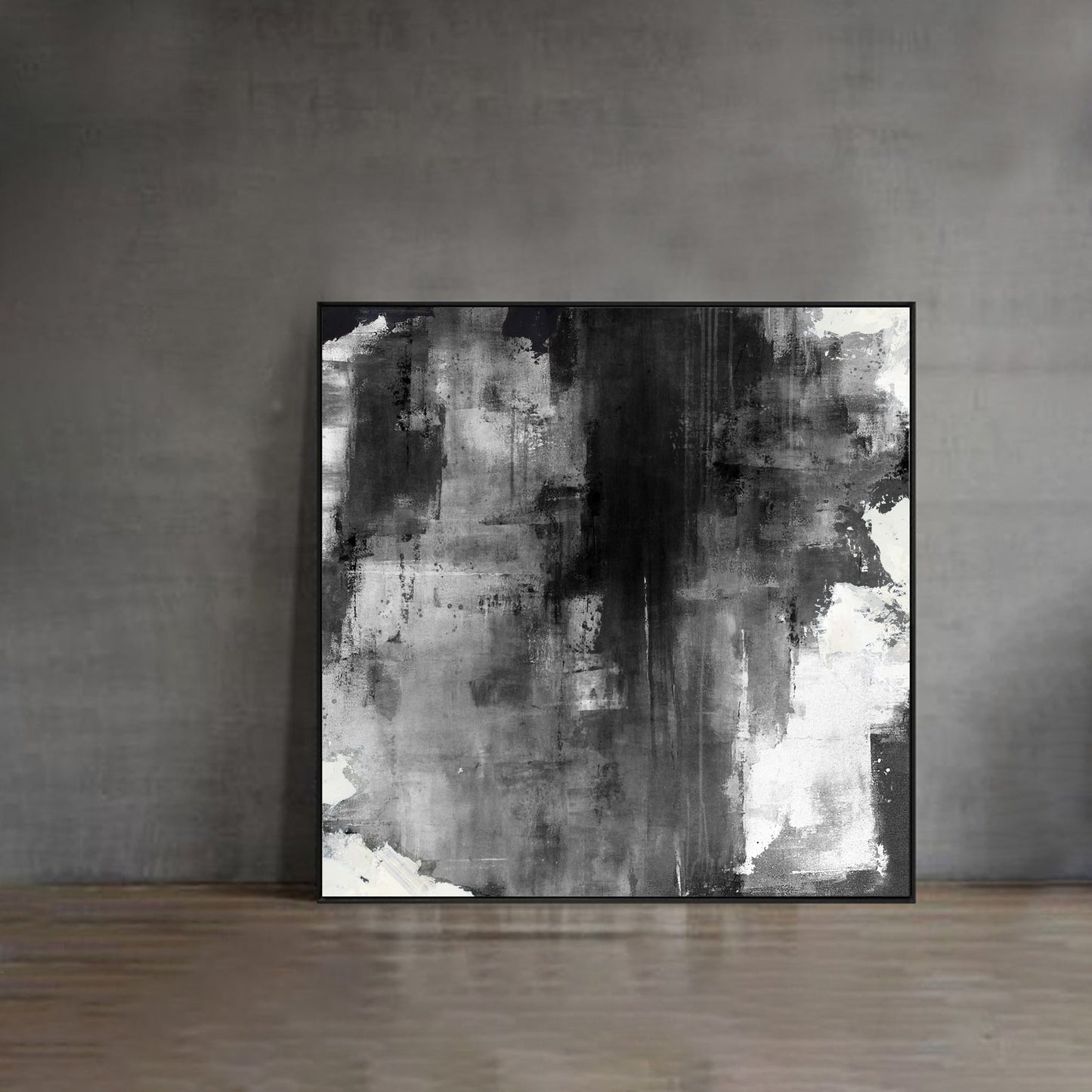 Large Black Grey White Abstract Painting #ABAS29