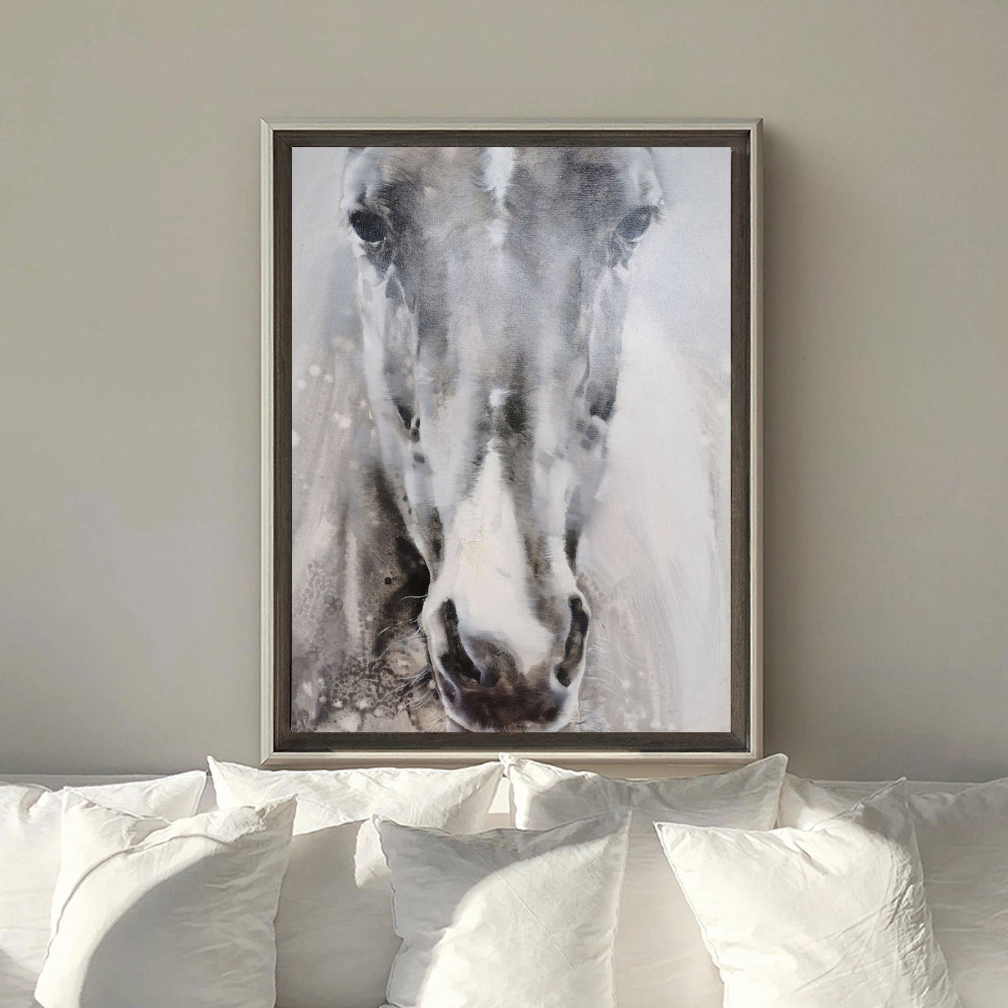 Grey White Abstract Horse Art #ANH27