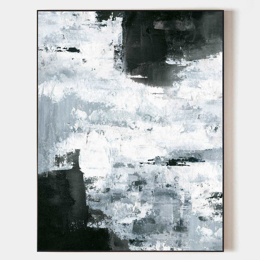 Abstract Black And White Oil Painting #ABAV09