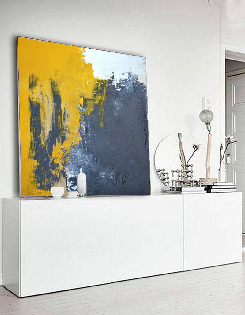 Yellow And Gray Abstract Art #ABAS12