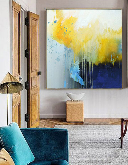 Large Yellow Abstract Painting #ABAS11