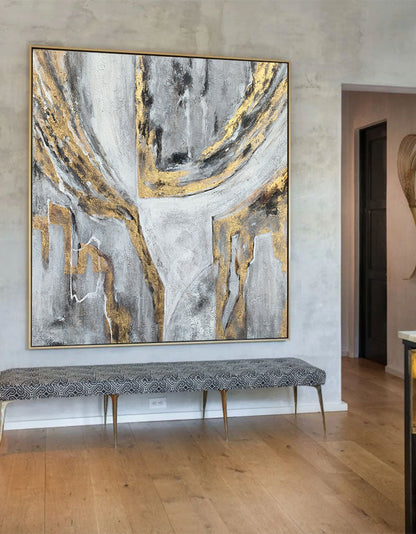 Gray Gold Abstract painting #ABAS19