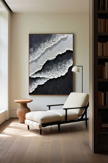 Black And White Seascape Painting #ABSV27