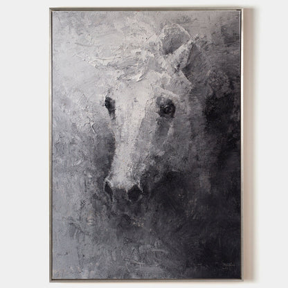 Black White Abstract Horse Painting #ANH04