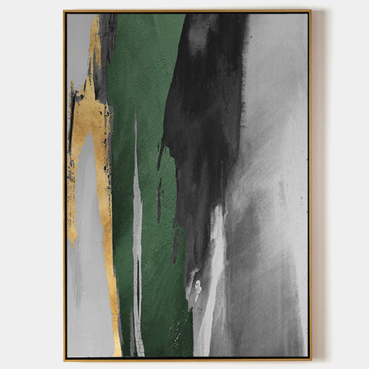 Green And Gold Abstract Painting #ABAV129