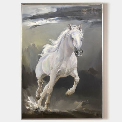 Running White Horse Painting #ANH32