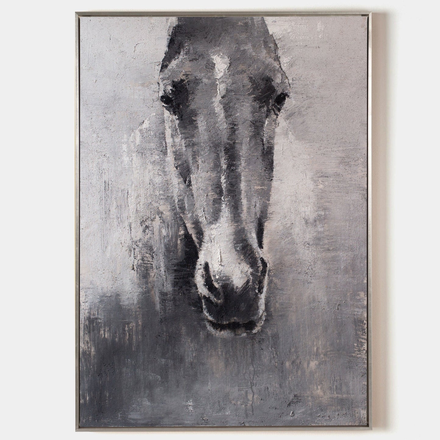 Grey White Abstract Horse Art #ANH02