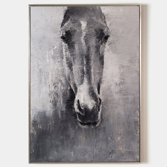 Grey White Abstract Horse Art #ANH02