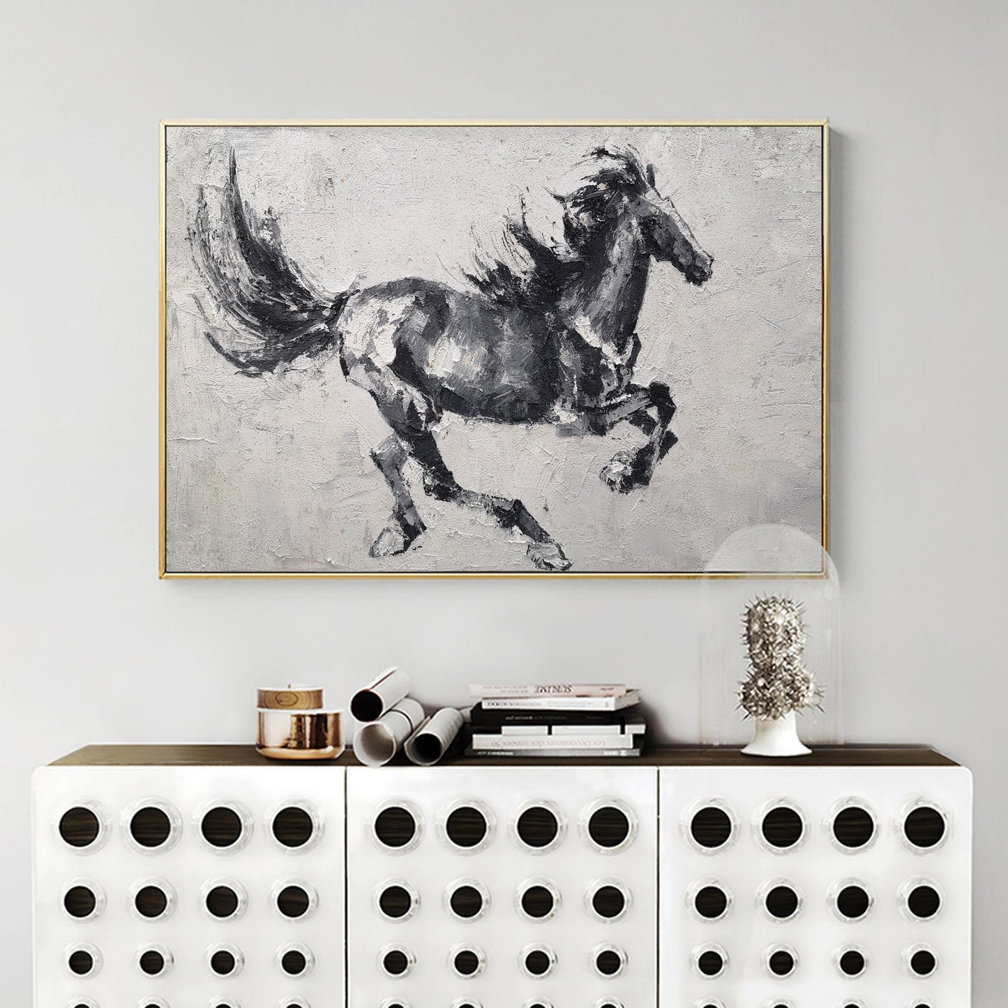 Black Abstract Horse Art #ANH23