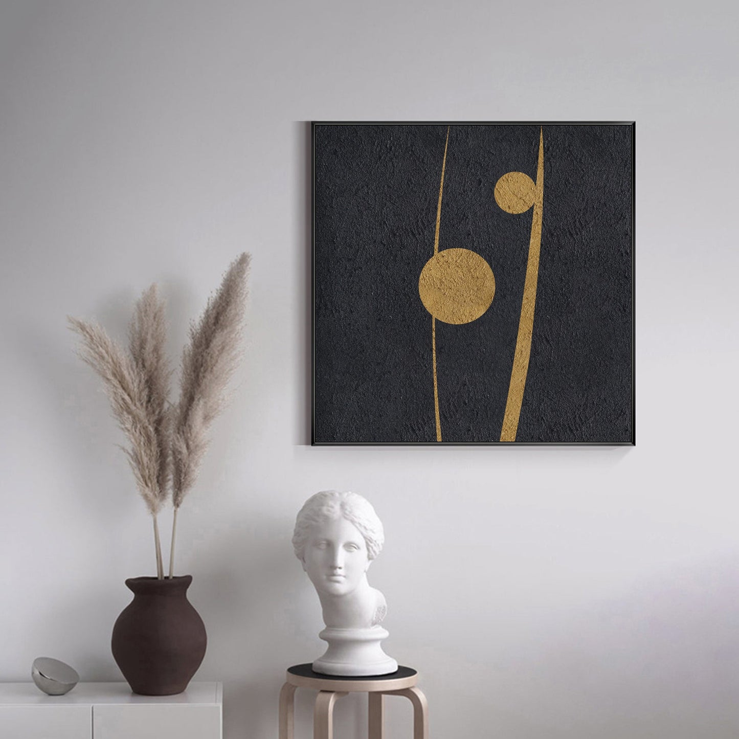 Black Gold Abstract Minimalist Painting #ABAS37