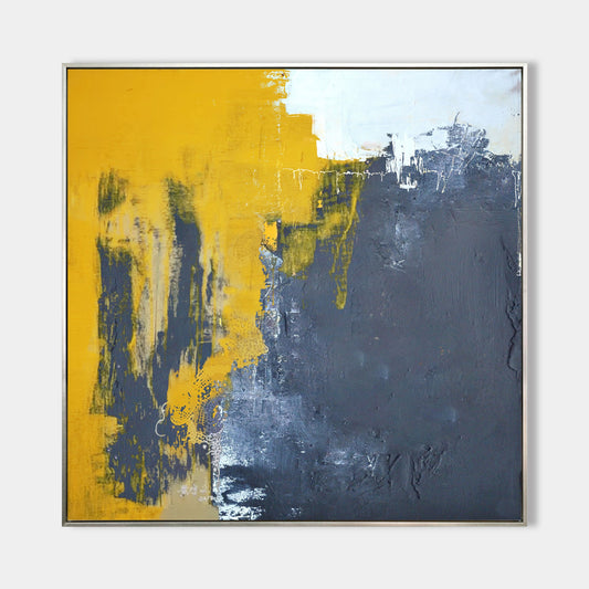 Yellow And Gray Abstract Art #ABAS12