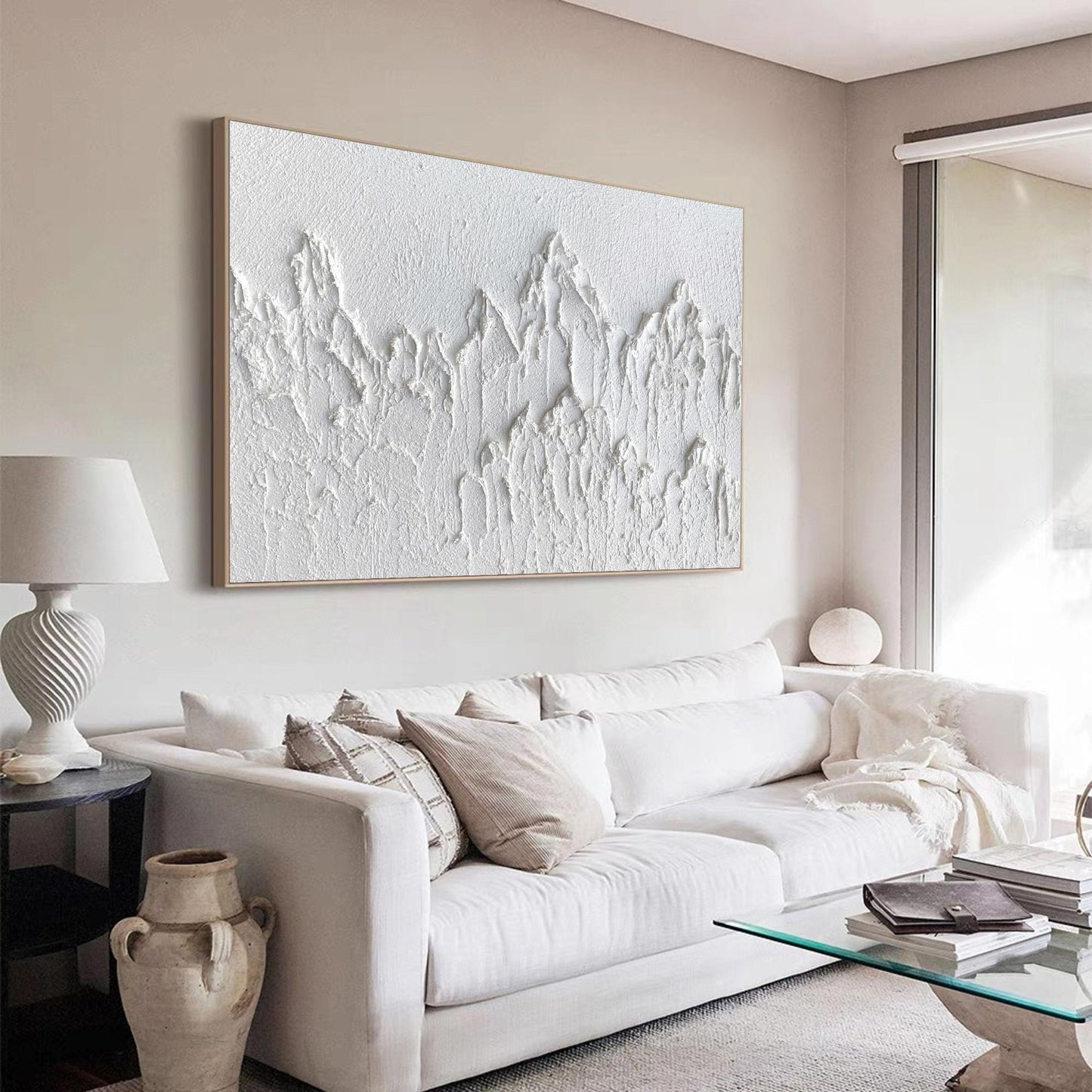 Luxury White Abstract Painting #ABAH41