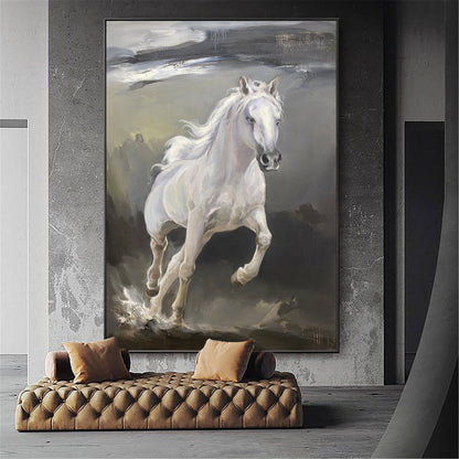 Running White Horse Painting #ANH32