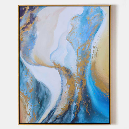 Abstract Blue And Gold Painting #ABAV158