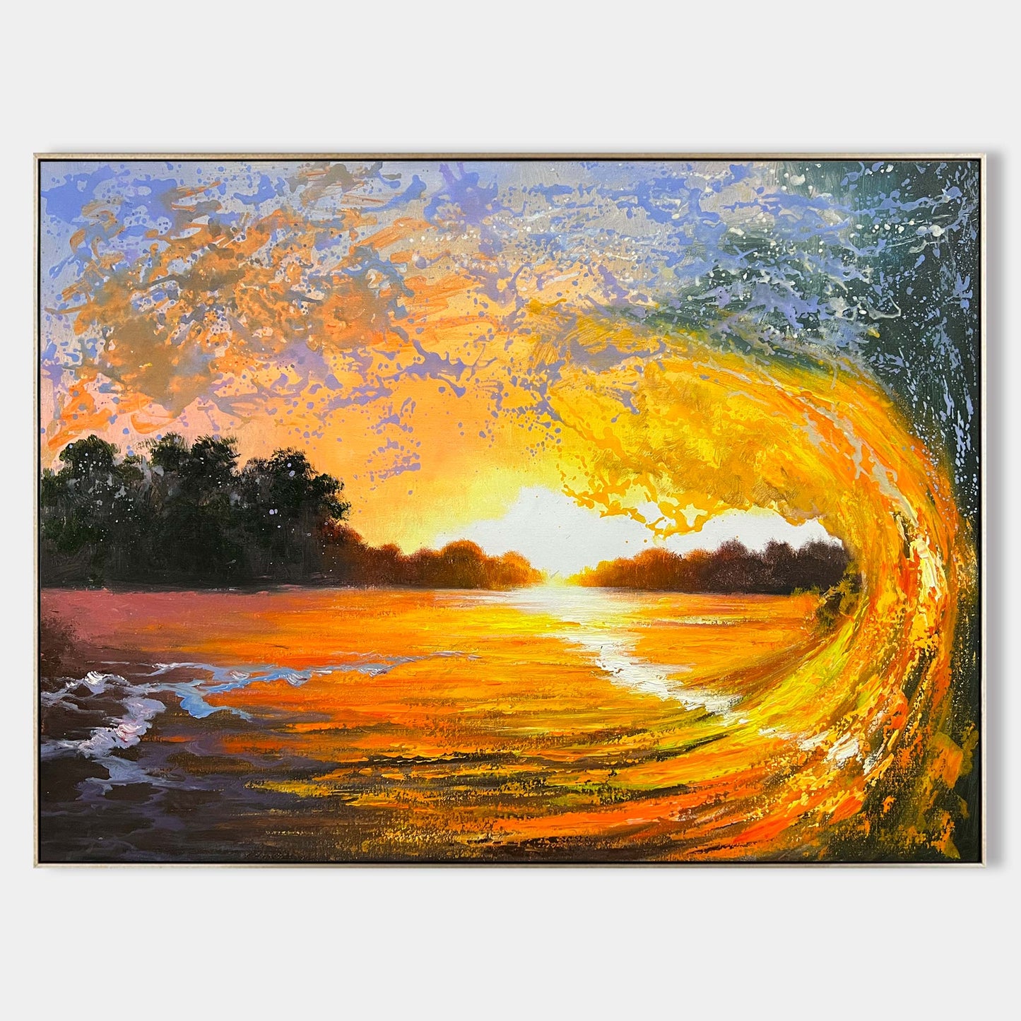 Sunset And Wave Painting #ABSH45