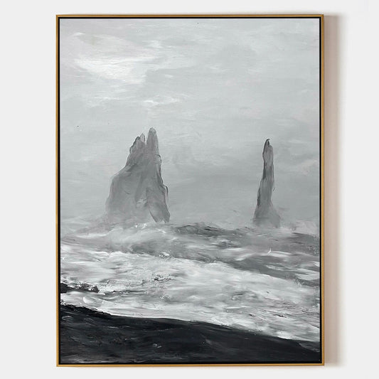 Black And White Seascape Painting #ABSV23