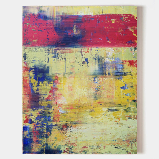 Yellow Red Abstract Painting 36'' X 48'' #IS57