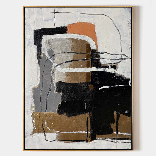 Black And Brown Abstract Painting #ABAV185