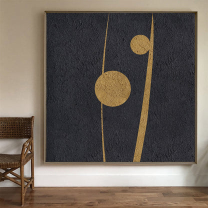 Black Gold Abstract Minimalist Painting #ABAS37