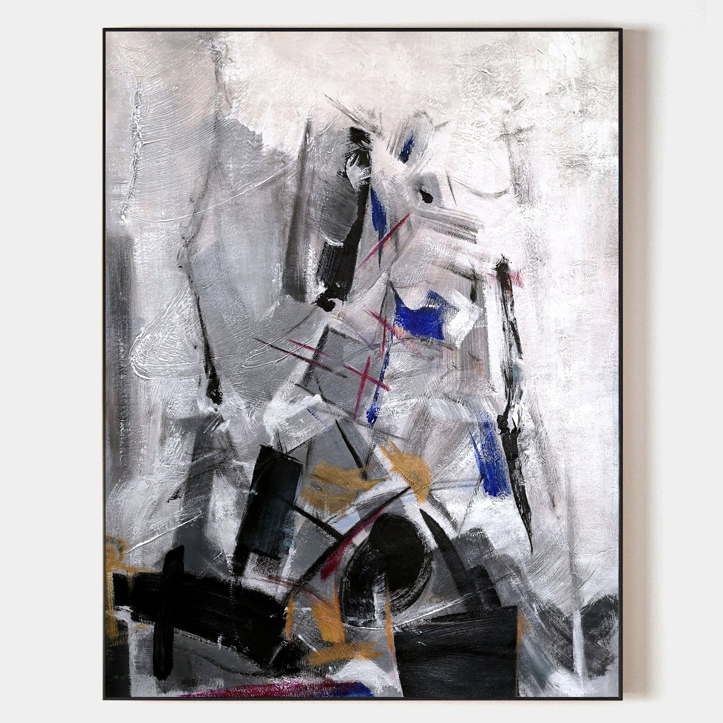 Black White Abstract Painting #ABAV03