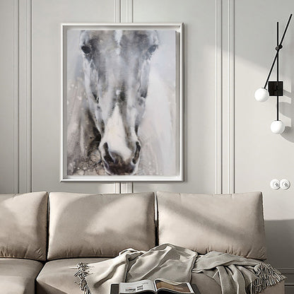 Grey White Abstract Horse Art #ANH27