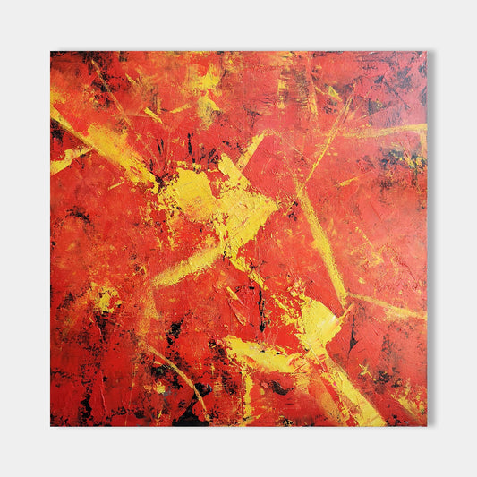 Red Yellow Abstract Art 40'' X 40'' #IS13