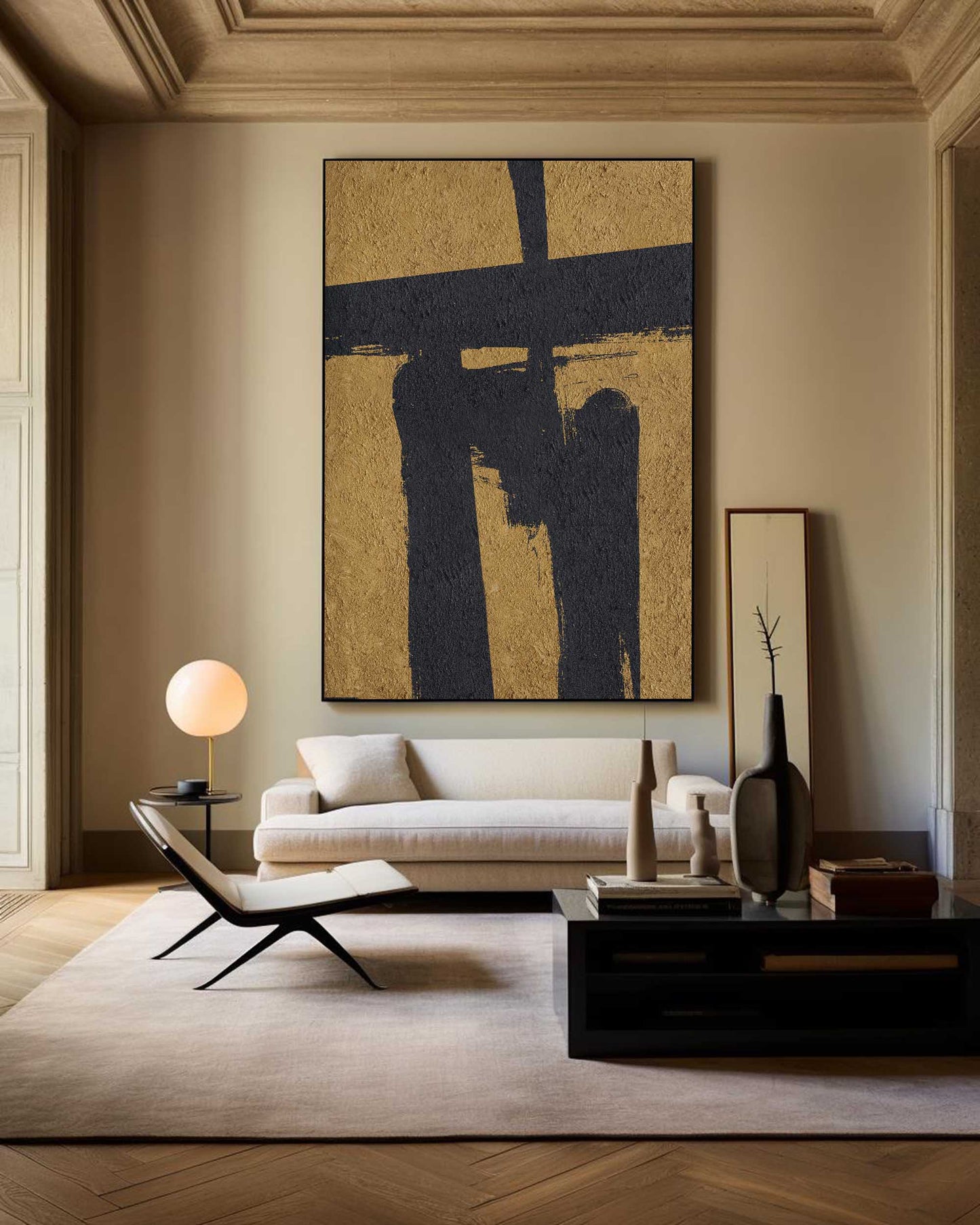 Black Gold Abstract Minimalist Painting #ABAV65