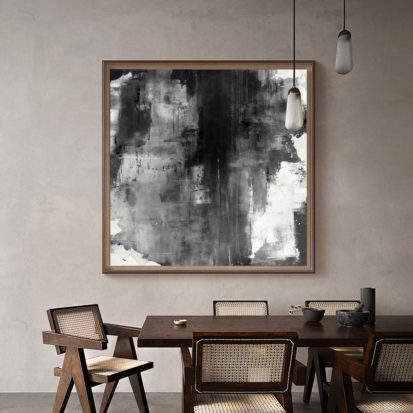 Large Black Grey White Abstract Painting #ABAS29