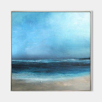 Large Original Sea Level Blue Oil Painting #ABSS07