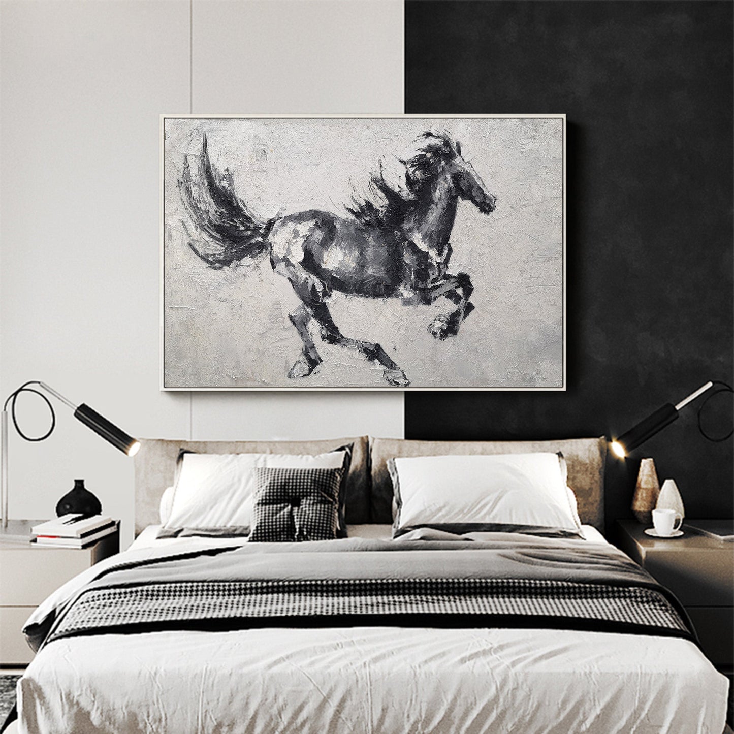 Black Abstract Horse Art #ANH23