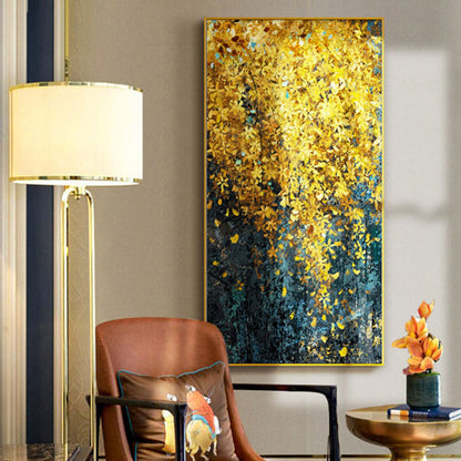 3D Golden Leaves Abstract Canvas Oil Painting