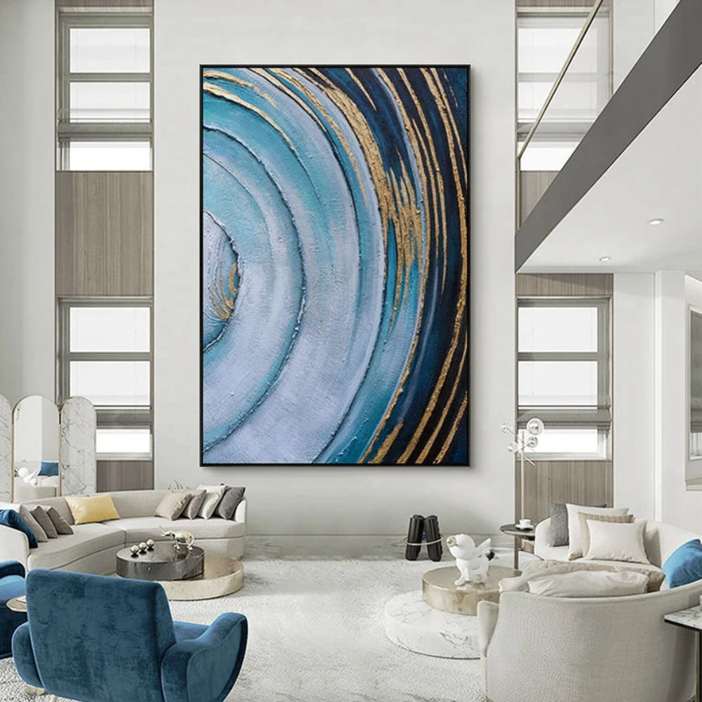 3D Luxury Decoration Poster Golden Blue Wall Painting