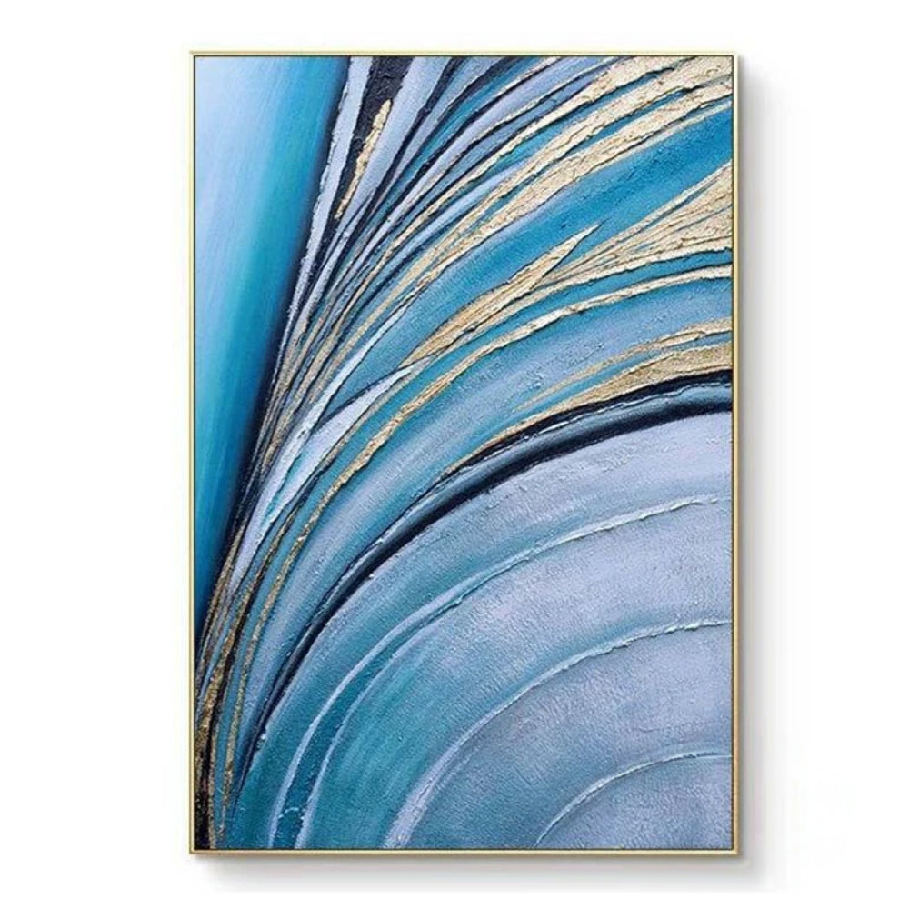 3D Luxury Gold Blue Shade Home Living Wall Art