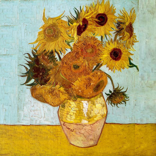 3D Textured Sunflower Vase Van Gogh Style Painting
