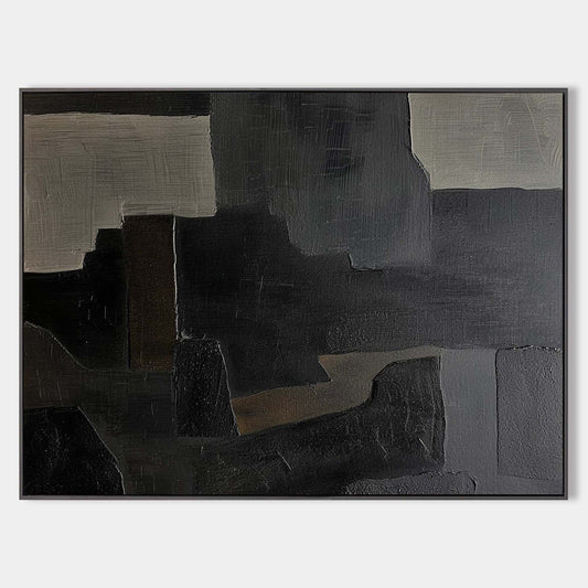 Black And Grey Abstract Painting #ABAH152