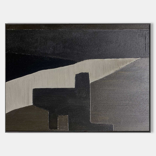 Black And Grey Abstract Painting #ABAH66
