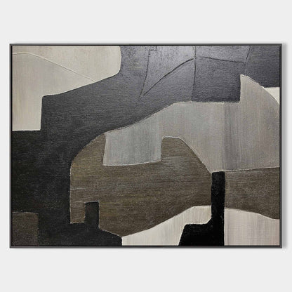 Black And Grey Abstract Painting #ABAH62