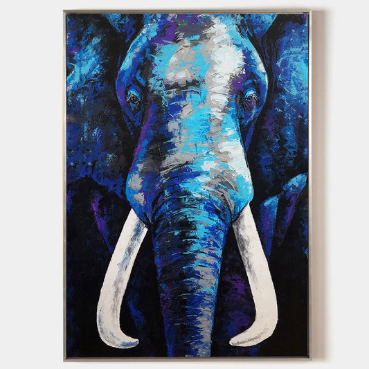 Vertical  Blue Elephant Abstract Painting #ANE03